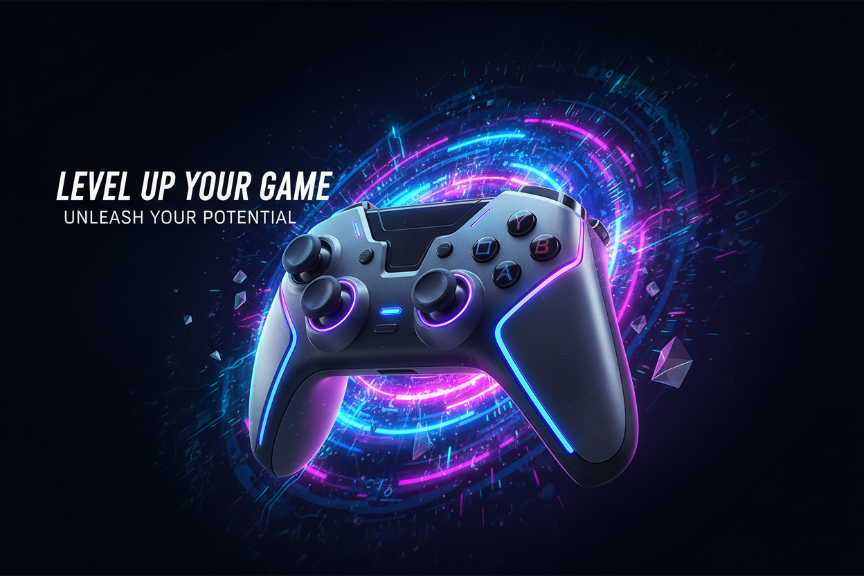 A gaming controller banner